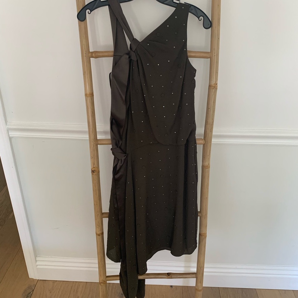 BcbgMaxazria Runway Dress Stone Cigar assymetrical
